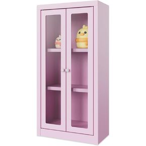 Mini Cabinet for Desk, Cute Small Locker for Girls, Metal Desktop Organizer with Drawer, Mini Cabinet for Miniature Display, Accessories Organizer for Desktop, Purple