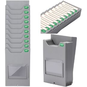 10-Slot Attendance Time Card Holder Rack with Retractable Design, Wall-Mountable, Number Labels 01-10