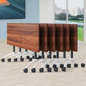 Conference Room Table, Modern Office Conference Tables Large Folding Flip-Top Mobile Table on Wheels for Corporations,seminar Rooms Space-Saving (A 55.1in)