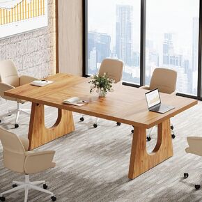 Tribesigns Large Conference Table, 70.9 Inches Rectangular Office Desk, Rustic Wood Conference Meeting Room Table for 6-8 People, Business Seminar Tables, Breakroom, Reception Office Furniture, Oak