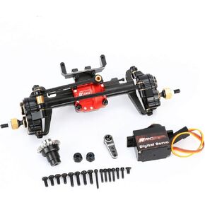 RCAWD Full Metal Front Differential Locker Portal Axles Assemblies Metal Gear Servo for Axial SCX24 AXI90081 AXI00001 AXI00002 AXI00005 AXI00006 Portal Axle Upgrade Parts(Black)
