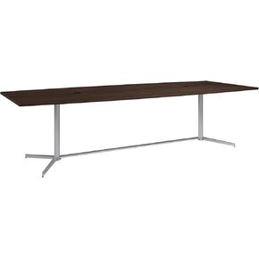 Bush Business Furniture 120W × 48D طاولة مؤتمر على شكل قارب مع قاعدة معدنية في Hansen Cherry