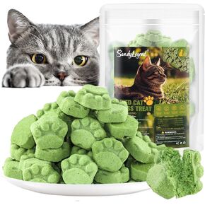 Freeze Drying Cat Grass Teething Sticks, 50g/1.74oz Cat Grass Treats Cats Snack for Hairball Removal and Dental Care
