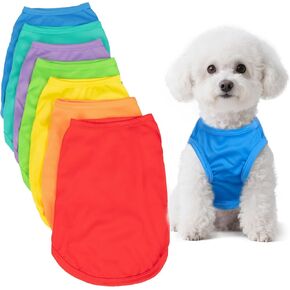 7 Pcs Small Dog Shirts,Solid Puppy Tanks Top,Lightweight and Breathable Pet Shirt for Summer,Doggy Sleeveless Vest T-Shirt for Small Dogs Cats,Large