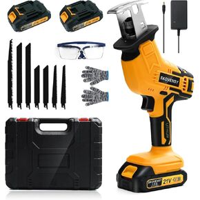 Cordless Reciprocating Saw, 2 x 2.0Ah Battery, Cordless Variable Speed, Blades Kit for Wood/Metal/PVC Cutting MWF-RED