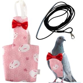Pigeon Diaper Harness and Bird Leash Set, Birds Diapers for Pigeons and Leash Pigeon Harnesses, Diapers for Birds Cockatiel Parrot Parakeet, Macaw Harness and Leashes, Pigeon Pants (L-Pink Rabbit)