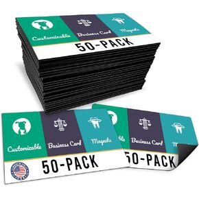 Magnet Me Up Customizable Business Card Magnet Pack- 50 Count - 3.5"x2"- Heavy-Duty 30 Mil Thick for Strong Hold- Personalized Magnets for Businesses, Advertising, Branding & Gifts-Upload Image & Text