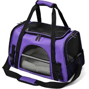 Dog Cat Carrier Soft for Small Medium Pet Up to 16 Lbs TSA Airline Approved Travel Carrier Collapsible Puppy Car Mesh Bag 17.5 * 10.2 * 11.4 inch - Black