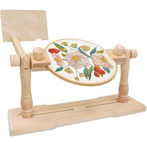 Embroidery Stand, Adjustable Rotated Cross Stitch Stand, Beech Wood Embroidery Hoop Holder Embroidery Tools for Needlepoint Sewing Craft - Only Includes Embroidery Stand