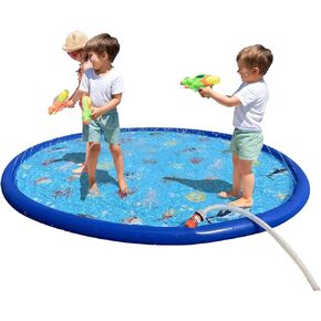 DIMAR GARDEN Kids Splash Pad, 59.5" Outdoor Inflatable Sprinkler Play Mat, Toddler Water Toys