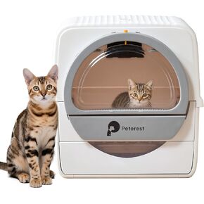 Semi Auto Large Self Cleaning Cat Litter Box,No Smell,for Micro Crystal cat Litter,Pull and Scoop,Easy to Clean,High-Capacity Self Cleaning White Litter Box, Odor Control,Semi Auto with Lid