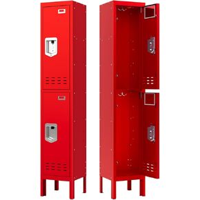 Metal Locker, Lockers for Employees, 66" Storage Locker with Mirror & Hooks, Storage Cabinet with Doors and Shelves for Gym, Office, School, Home (3 Doors, Black)