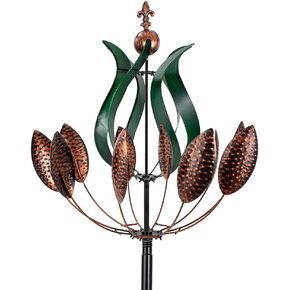 DREAMYSOUL Large Wind Spinner Outdoor, 92.5" Metal Tulip Wind Mills, 360 Degrees Rotating Kinetic Wind Sculptures & Spinners for Home Lawn Backyard Patio Garden Decor Yard Art