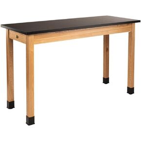 National Public Seating NPS 24x72 Modern Solid Wood Science Lab Table with Chem-Res Top in Black