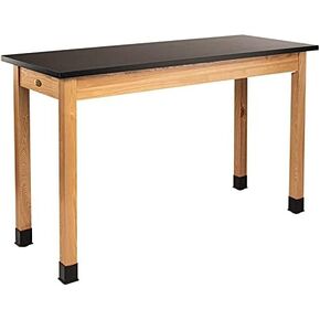 National Public Seating NPS 30x60 Modern Ash Wood Science Lab Table with Chem-Res Top in Black
