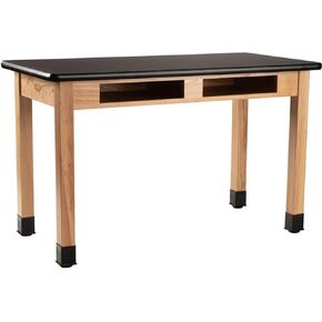 National Public Seating NPS 24x60 Modern Solid Wood Science Lab Table with HPL Top in Black