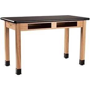 NPS 24x60 Modern Solid Ash Wood Science Lab Table with HPL Top in Black