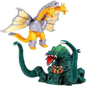 Dragon Figures Kings of The Monsters - 2 pcs, Biollante 5" and King Ghidorah 7" Tall, (7&12 inch from Head to Tail)