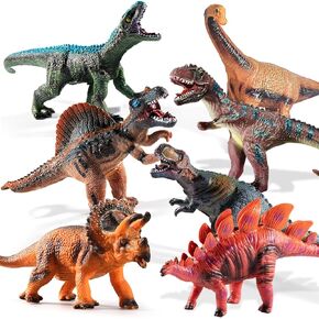 TEMI 7 Piece Jumbo Dinosaur Toys for Kids 3-5, Large Soft Toys for Dinosaur Lovers, Boys, Toddler Ages 5-7 Years, Perfect Party Favors, Birthday Gifts