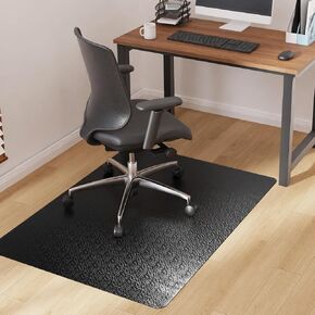 Office Chair Mat for Hardwood Floor, 36"x48" Black Computer Gaming Rolling Desk Chair Mat for Tile Floor, Anti-Slip Floor Protector for Home Office