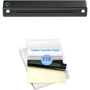 Phomemo M08F Wireless Tattoo Transfer Stencil Printer with 110pcs Free Transfer Paper Tattoo Transfer Paper - 110 Sheets A4 Size, Tattoo Printer Kit for Tattoo Artists