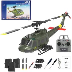 1/48 RC Helicopter for Adults, RC ERA C032 UH-1 Huey 2.4G 6CH Gyro Stabilized Remote Control Aircraft with Altitude Hold & Optical Flow, One-Key Takeoff/Landing