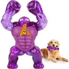 Dog Toys for Aggressive Chewers Tough Dog Toys to Keep Them Busy Chew Toys for Medium Large Breeds (20-80 lb), Durable Squeaky Bacon Flavored Super Chewer Toy (Purple)