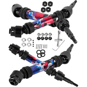 RC Driveshafts Axles Upgrades Part for 1/10 4WD Slash 4x4(VXL),Rustler 4x4(VXL),Stampede 4x4(VXL),Jat0 4X4(VXL),Steel Front Rear CVD Drive Shaft Hops Up,Replace #9051#9052,Navy Blue