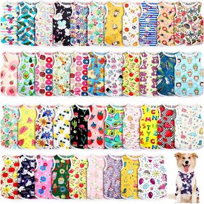 42 Pcs Dog Shirts Summer Printed Puppy Clothes Soft Breathable Pet T Shirt Lovely Puppy Shirts Outfit for Small Medium Large Dogs Pet Cat Hawaiian Clothing Accessories, 42 Styles(S)
