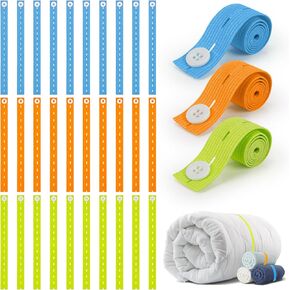 RAINFLOW 30PCS Elastic Band for Sheets Organization - Adjustable Bed Sheet Organizer Bands,Elastic with Button Holes,Roll-up Clothing Storage,Travel Luggage Space Saver,Drawer and Closet Organizer