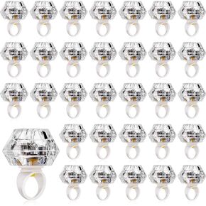 Vicenpal 50 Pack Flashing LED Light up Rings Operation Christmas Bachelorette Party Decorations Plastic Glow Toy Rings for Bridal Shower Game Wedding Birthday Halloween Party Favors