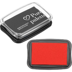 PATIKIL 3"x2" Large Stamp Pad, 2Pcs Washable Craft Ink Pad for Rubber Stamp Card Making Stamping Scrapbook Fingerprint Handprint, Rose Red/Black