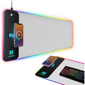 Genesis Gaming Mouse Pad RGB, LED Mousepad, Light-Up Desk Pad with Non-Slip Rubber Base - White