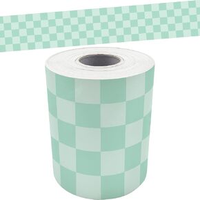 Teacher Created Resources Cool for School Green Checkers Straight Rolled Border Trim - 50ft - Decorate Bulletin Boards, Walls, Desks, Windows, Doors, Lockers, Schools, Classrooms, Homeschool & Offices