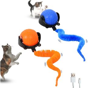 Interactive Cat Ball Toy, 2025 New Cats Ball Toys with Cord Imitation Mouse, Smart Self Rolling Pet Toys for Bored Indoor Adult Cats, Automatic Moving Peppy Pet Balls