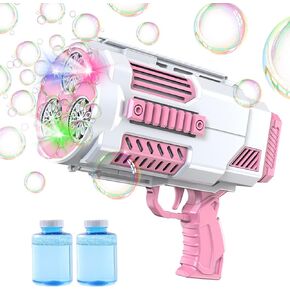 Bubble Gun, 125 Holes Bubble Machine with Lights, Bubble Guns for Kids Ages 4-8 Year Old, Big Bubble Gun Blaster for Wedding, Summer Outdoor Toy Birthday Bubble Maker Party Favors (Blue)