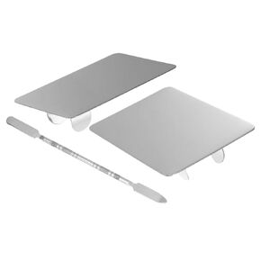 DECHOUS 2Sets Stainless Steel Color Mixing with Spatulas for Makeup Nail Art Durable Practical Foundation Mixing Trays Mini for Modulation