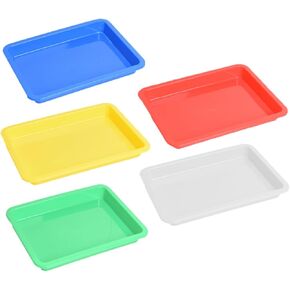 5Pcs Multi Color Rectangular Plastic Art Trays Lightweight DIY Organizer for Crafts Food Serving and Painting Projects Easy to Clean and Store