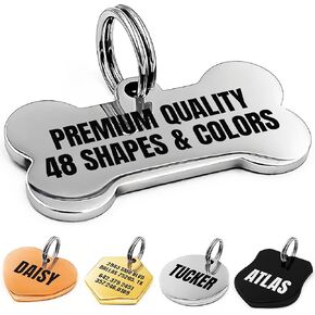 Pet ID Tags Engraved for Dog and Cat Personalized Engraved and Personalized Stainless Steel ID Tags Custom Tags 48 Types of Tags