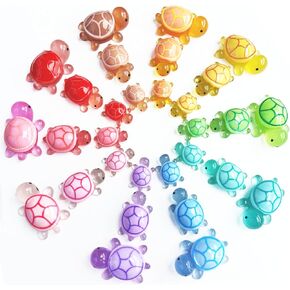 30 Pcs Mixed Mini Resin Turtles Figurines to Hide Glow in The Dark Plastic Sea Turtle Toys Bulk Tiny Ocean Animals Figures for Miniature Dollhouse Accessories Garden Decor Small Medium Large 10 Colors