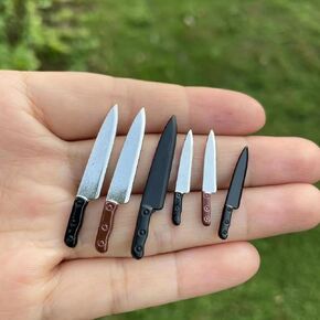 Miniature Cooking Knife, Metal Knife, Dollhouse Kitchen Accessory 1:12th Scale (Small Silver & Brown)