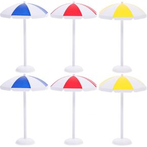 Yardwe 6Pcs Miniature Beach Umbrella Dollhouse Accessories, Small Sun Umbrellas for Micro Landscape Bonsai, Dollhouse, DIY Crafts, and Photography Props, 3.93 X 2.75 X 2.75 Inch