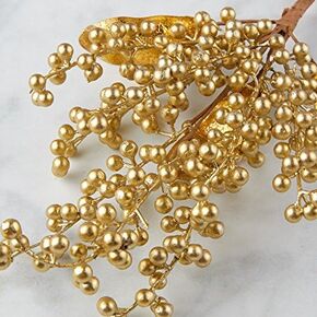 Factory Direct Craft Pack of 2 Metallic Gold Artificial Berry Sprays for Weddings, Parties and Table Arrangements (15 inches high)