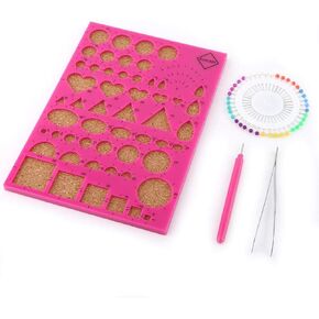 مجموعات أدوات الورق الحرفية (4 ألوان اختيارية) مع لوحة قالب Cork + Tweezer + Needles + أدوات القلم المقطوعة (Rose Red) in Saudi Arabia