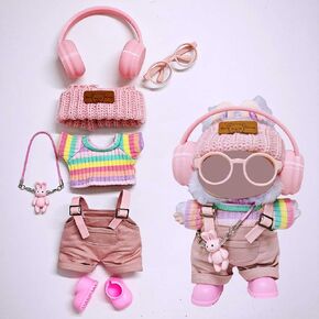 17 cm Doll Decorative Clothing,Luxurious and Fashionable Style Set, High-end Fashion Accessories, Suitable for 17 cm Dolls, Clothing Set (7 Pieces). (Short Skirt Style)