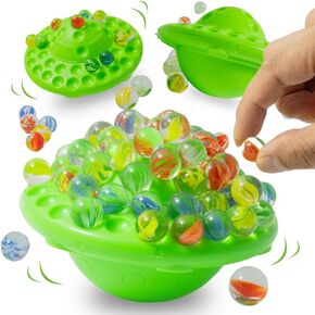 Marble Balance Game​​ – 60 Colorful Marbles with Built-in Storage | Fun Family Challenge for Kids & Adults | Exciting Party Game for 1-4 Players for Holidays & Birthdays