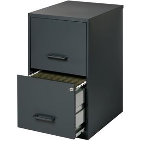 MAKLAINE 18" Deep 2 Drawer Metal File Cabinet in Black Finish
