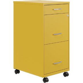 Hirsh Industries Space Solutions 18" D 3 Drawer Mobile Metal File Cabinet Yellow/Goldfinch