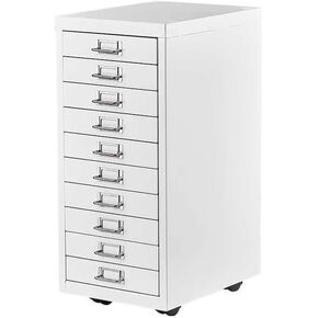 File Cabinet Mini 10 Tier Metal File Organizer Document Organizer with Wheel, Black Color, for Home Office, Office Desk File