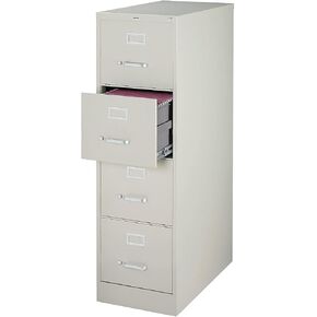 STAPLES 4-Drawer Vertical File Cabinet, Letter Size Documents, Lockable, 26.5" D x 14.9" W x 51.97" H, Light Gray